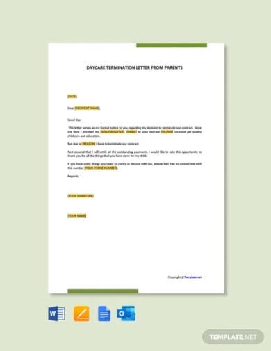 13+ Daycare Termination Letter - Free Word, PDF Documents Download!