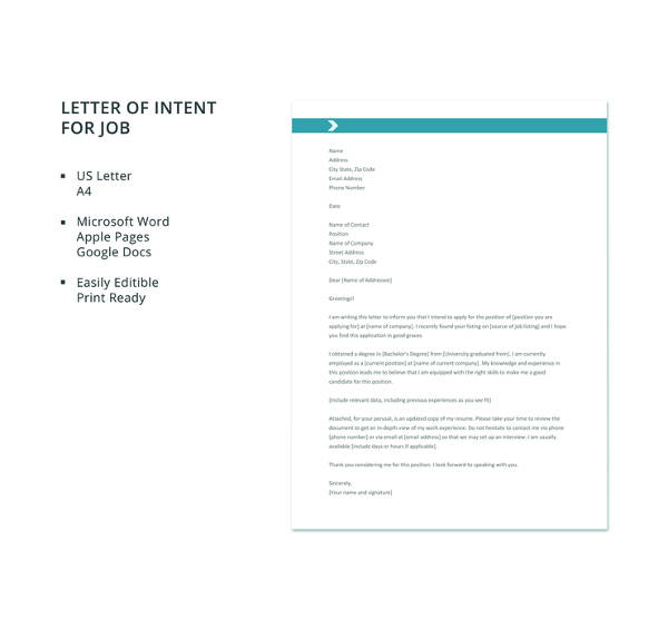 31+ Letter of Intent for a Job Templates - PDF, DOC