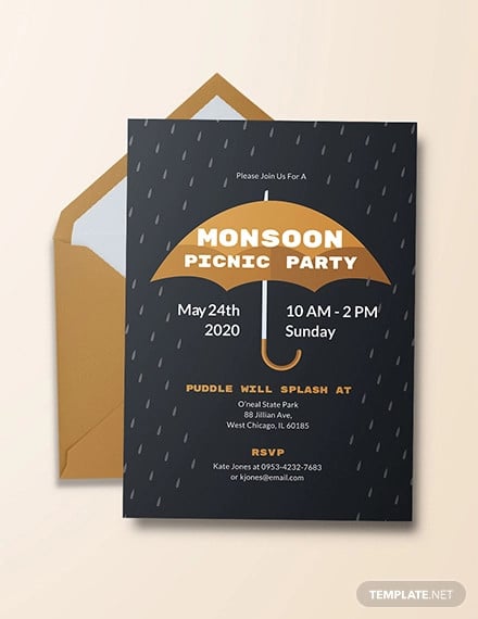 free monsoon picnic party invitation template
