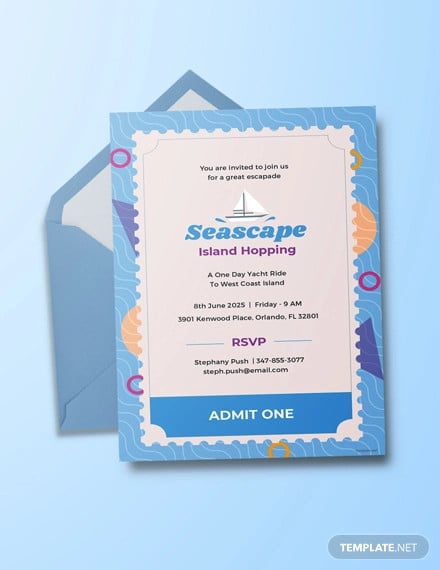 free seascape ticket invitation template