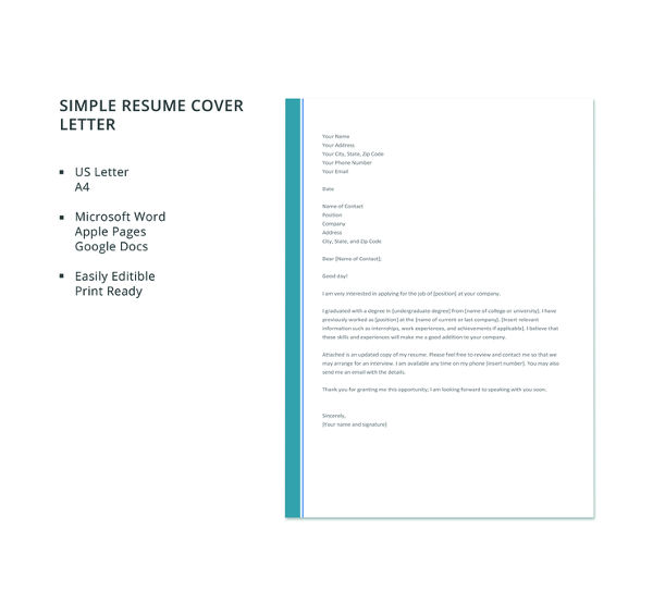 54+ Simple Cover Letter Templates - PDF, DOC