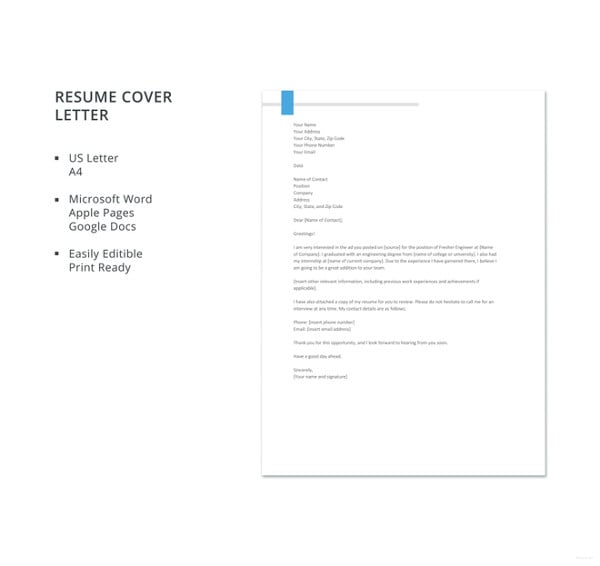 fresher-engineer-resume-cover-letter-template