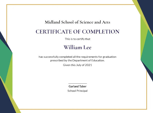 microsoft word certificate of completion template