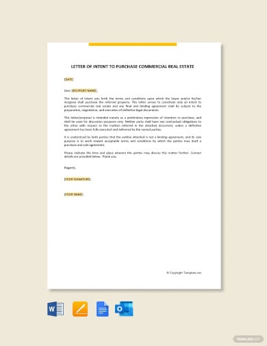 letter of intent to purchase commercial real estate template