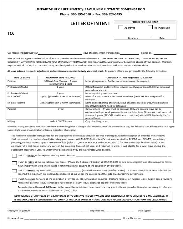 Letter Of Intent To Reenlist Template Letter Of Intent To Reenlist Template