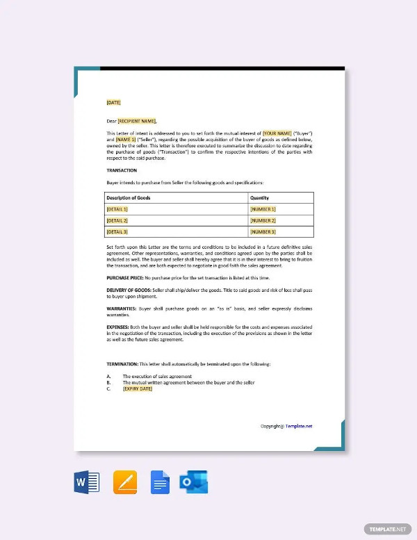 17+ Purchase Letter Of Intent - Free Word, PDF Format Download!