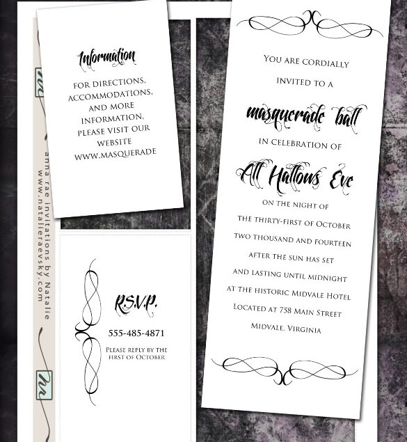 masquerade printable wedding invitation
