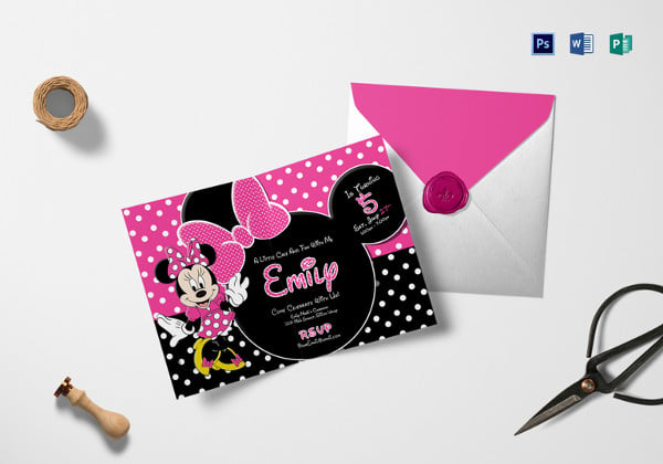 minnie mouse birthday invitation indesign template