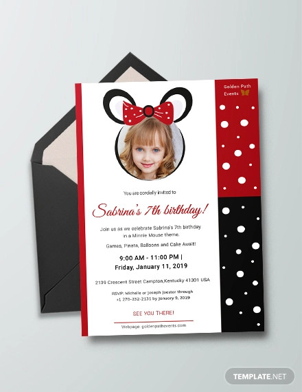 26 Minnie Mouse Invitation Templates PSD AI Word Publisher