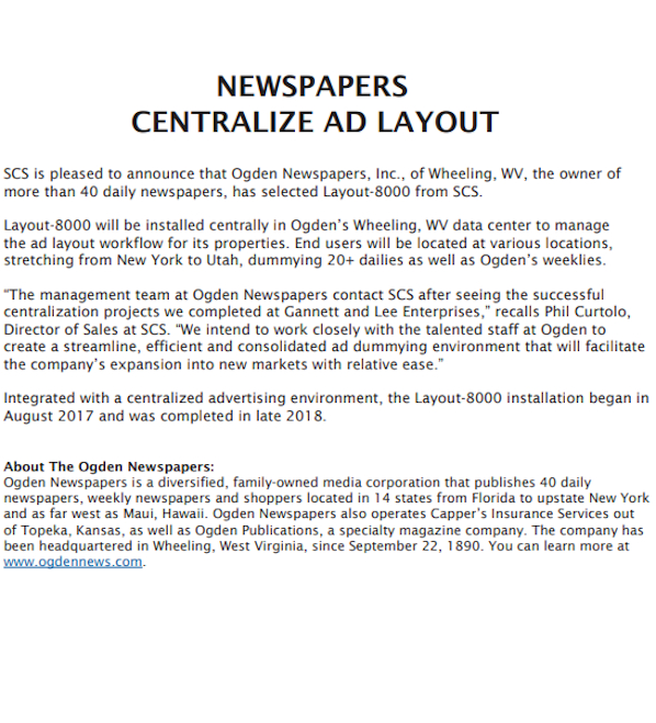 newspaper centralize ad layout