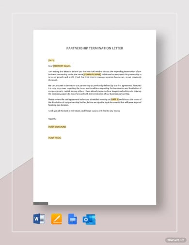 partnership termination letter