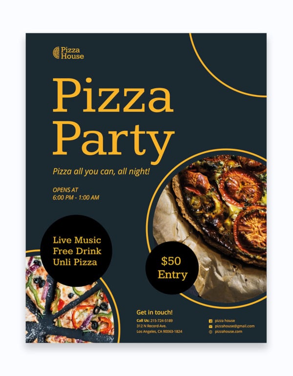 pizza party flyer template