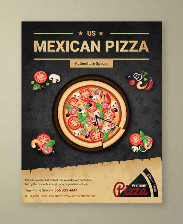 restaurant mexican pizza flyer template