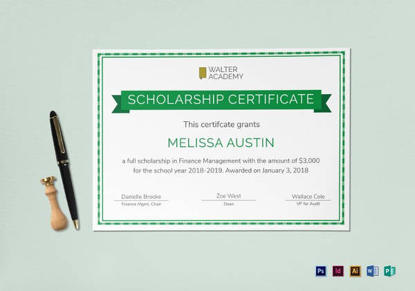 scholarship certificate template