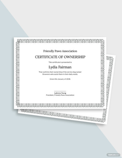 service dog certificate template