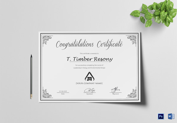 simple printable congratulation certificate template