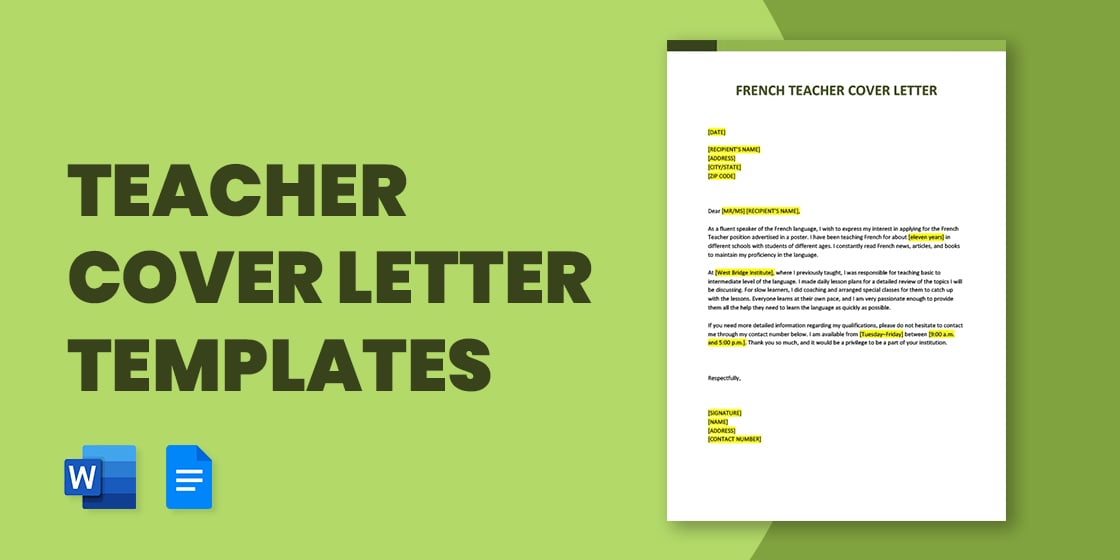 sample application letter for teachers template