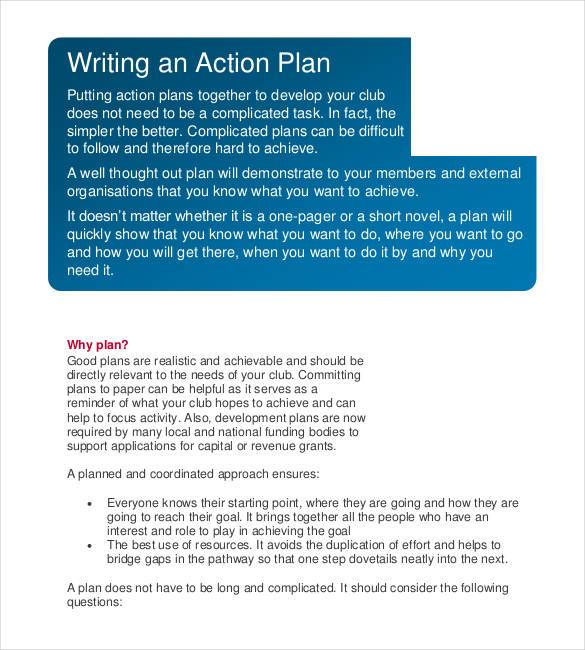 action plan essay definition