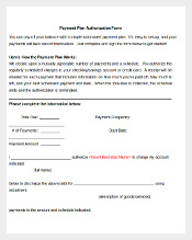 Payment Plan Authorization Form