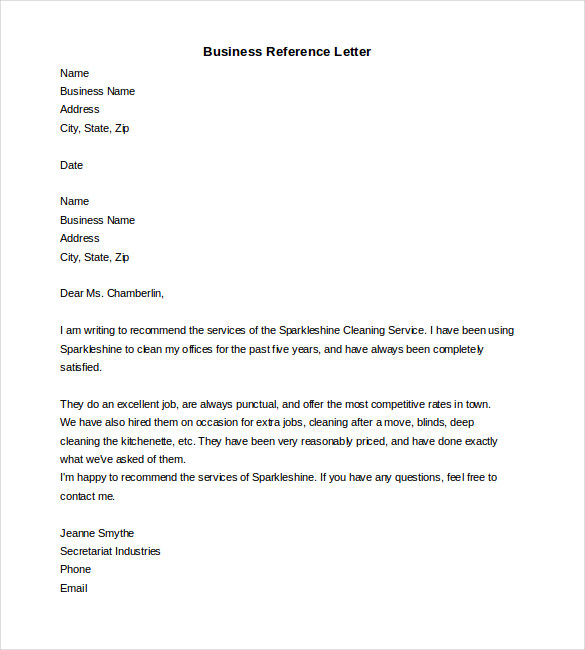 Trade Reference Sample Letter
