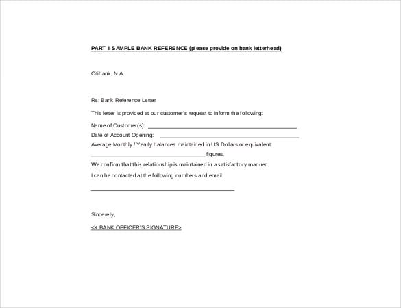sample bank reference letter pdf format