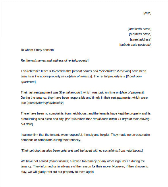 tenant reference letter sample word format