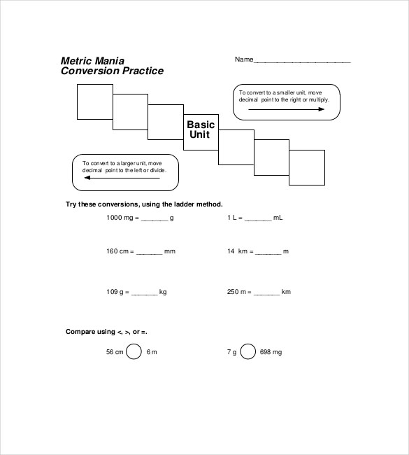 7 Metric Conversion Chart Templates Doc Excel 1922