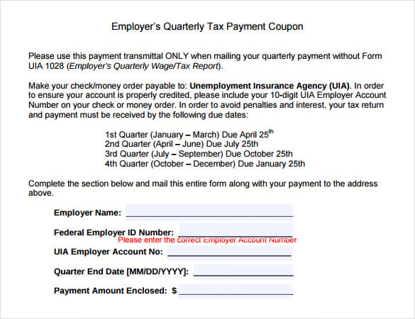 sample tax payment coupon template pdf download