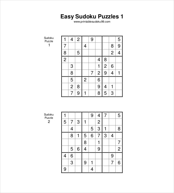 easy sudoku puzzles printale pdf download