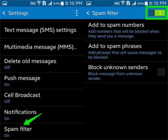 how to block text messages on android