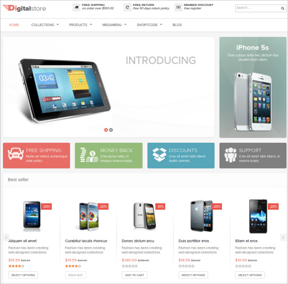 simple mobile store prestashop website template