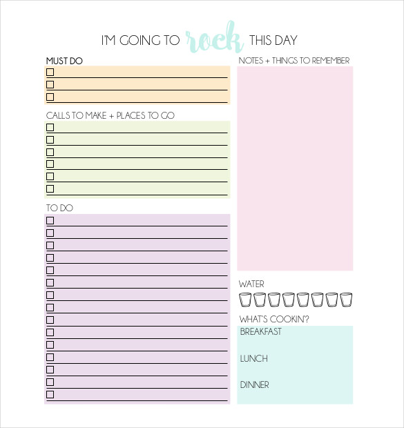 printable daily organizer planner pdf file