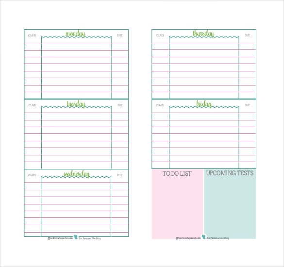 free student daily planner pdf download