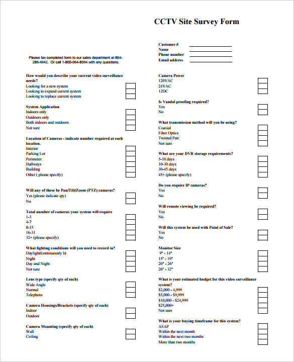 cctv site survey form template pdf download