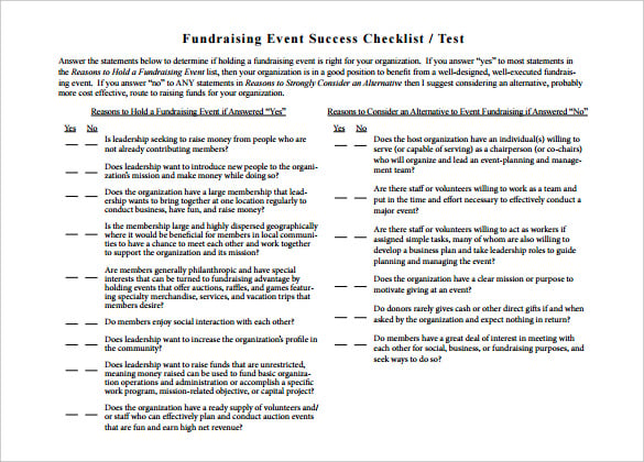 fundraising event success checklist template free download