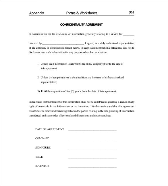 sample confidentiality agreement tamplate pdf download