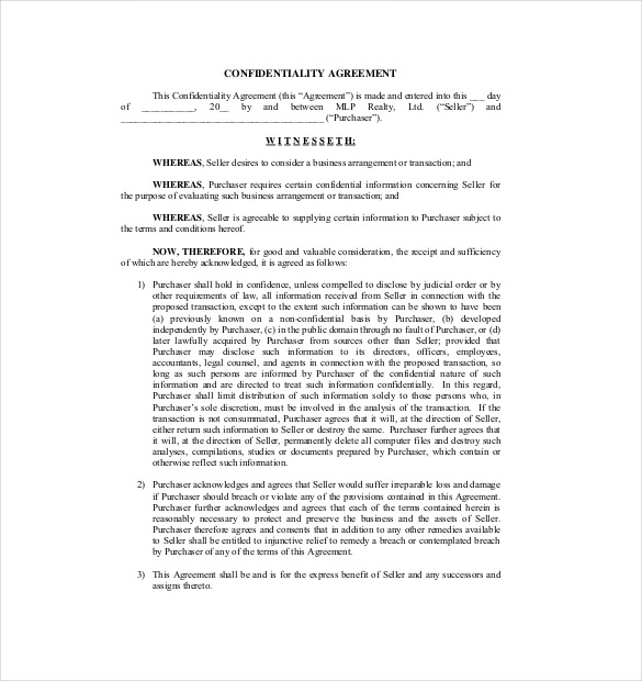 24+ Confidentiality Agreement Templates - DOC, PDF, Apple Pages, Google ...