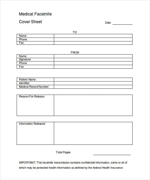 medical hipaa fax cover sheet template ms word