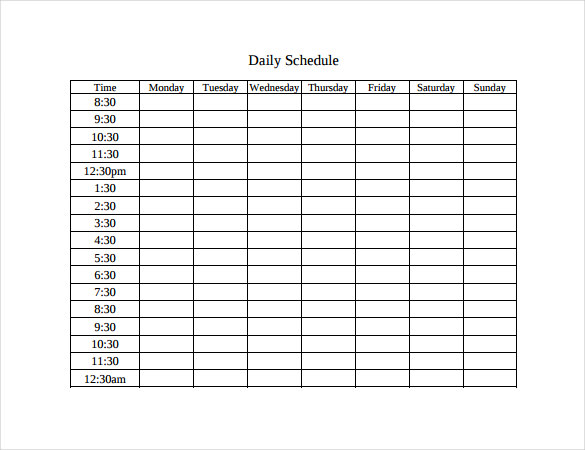 Daily Schedule Time Table PDF Free Download