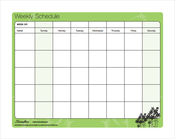 weekly family schedule pdf template free download