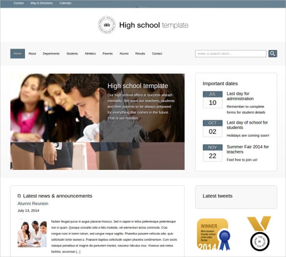 high school wordpress website template