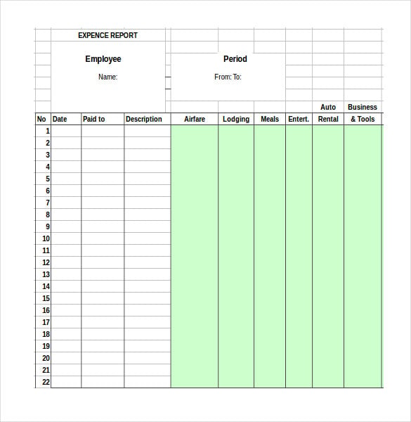 expense tracking template example excel format
