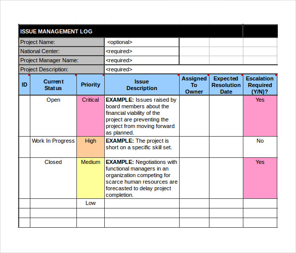 issue tracking template excel download