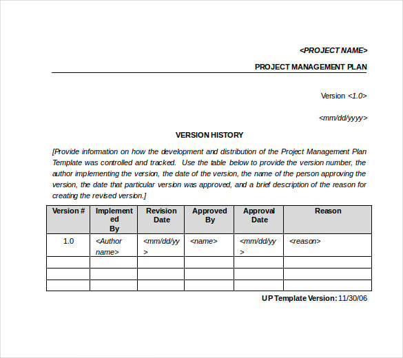 sample project management tracking template word format