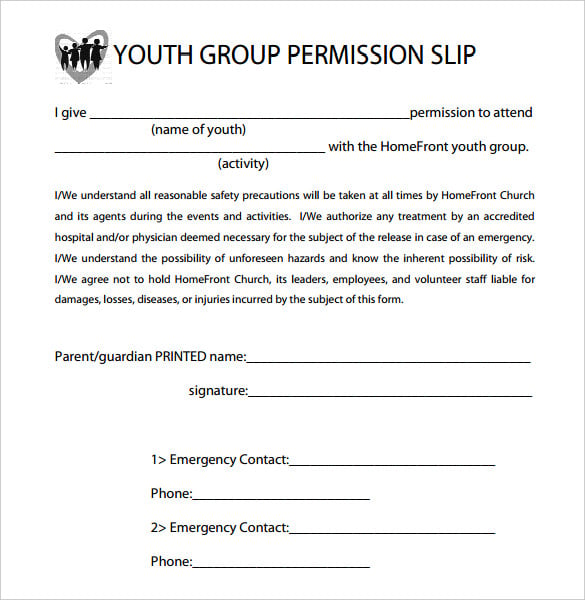 homefront youth group permission slip template pdf