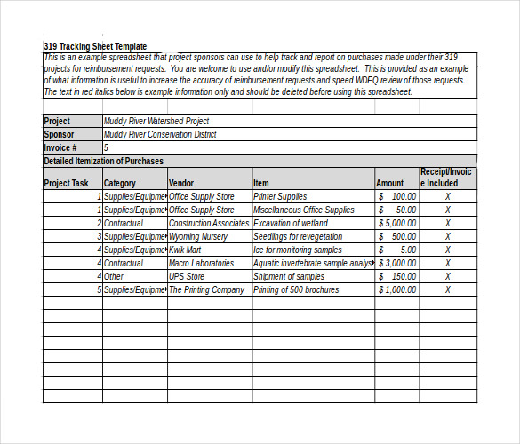 sample tracking sheet template excel download