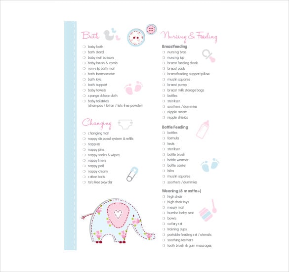 sample essential baby register checklist pdf download