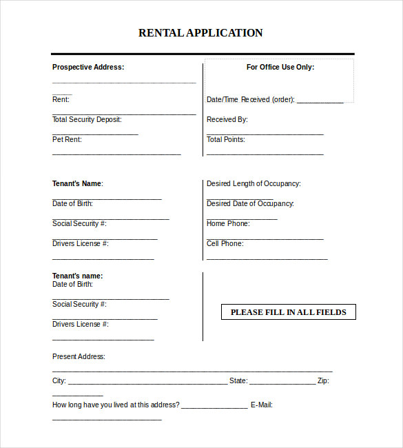 Rental Application 21 Free Word Pdf Documents Download 4120