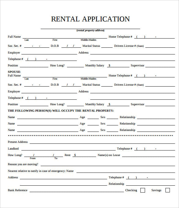 room licensing rental application form printable
