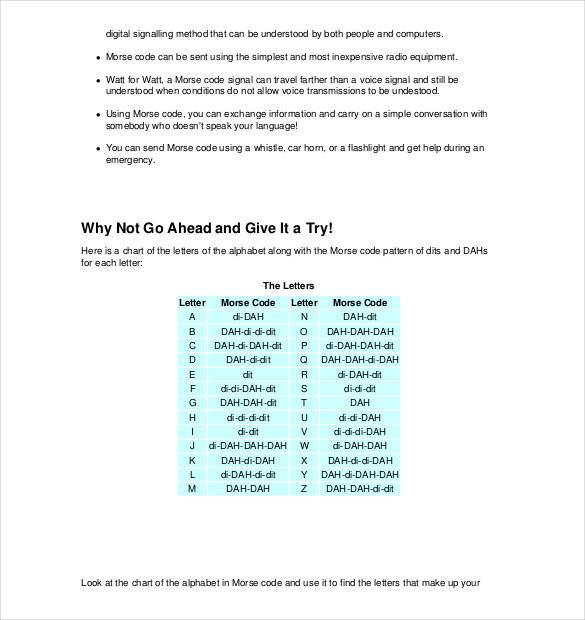 Morse Code Alphabet Chart For Kids